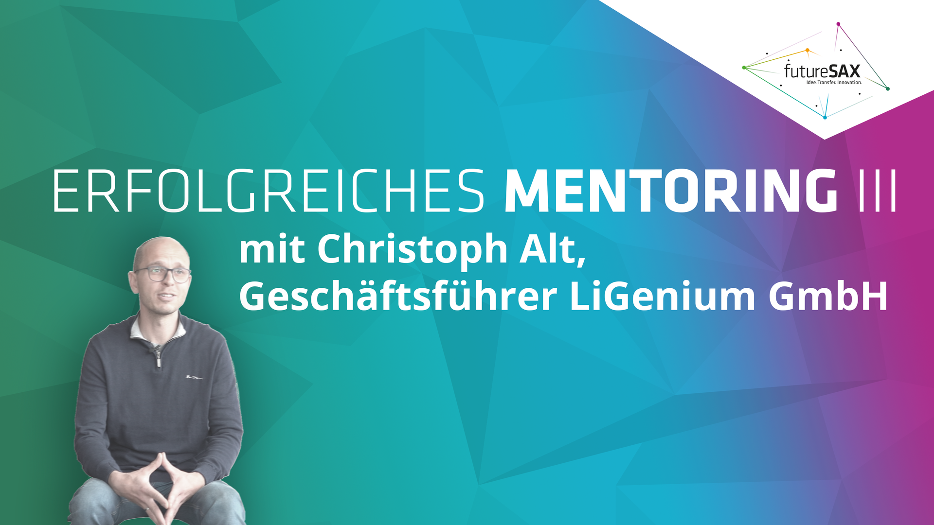 In der neuen Ausgabe in der Video-Reihe Erfolgreiches Mentoring Teil 3 haben wir Christoph Alt, Geschäftsführer der LiGenium GmbH, besucht und mit ihm über seine Benefits beim Mentoring gesprochen.
