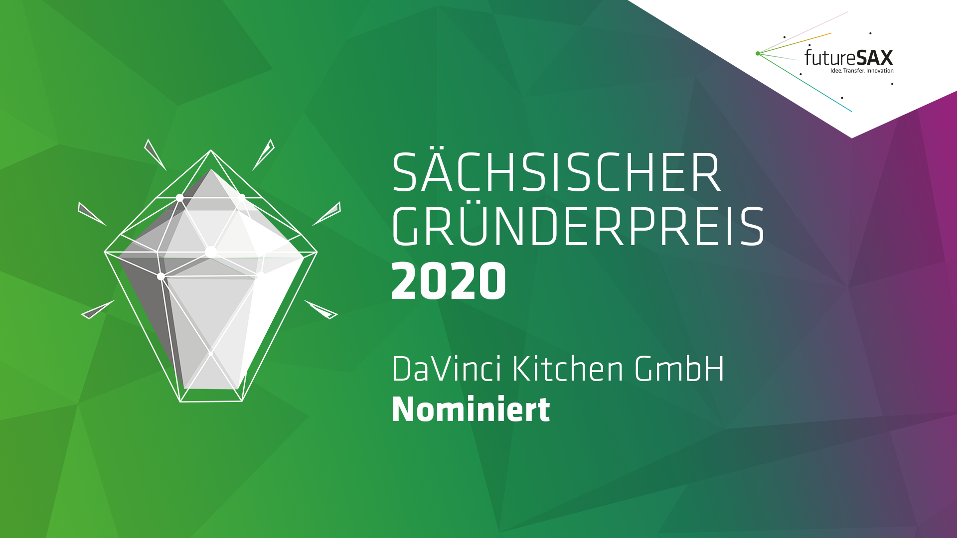 DaVinci Kitchen wurde beim Sächsischen Gründerpreis 2020 nominiert. 